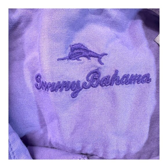 Tommy Bahama Mens 3XLT 3XL Tall Purple Short Sleeve Button-Up Shirt Beach READ - Picture 4 of 7